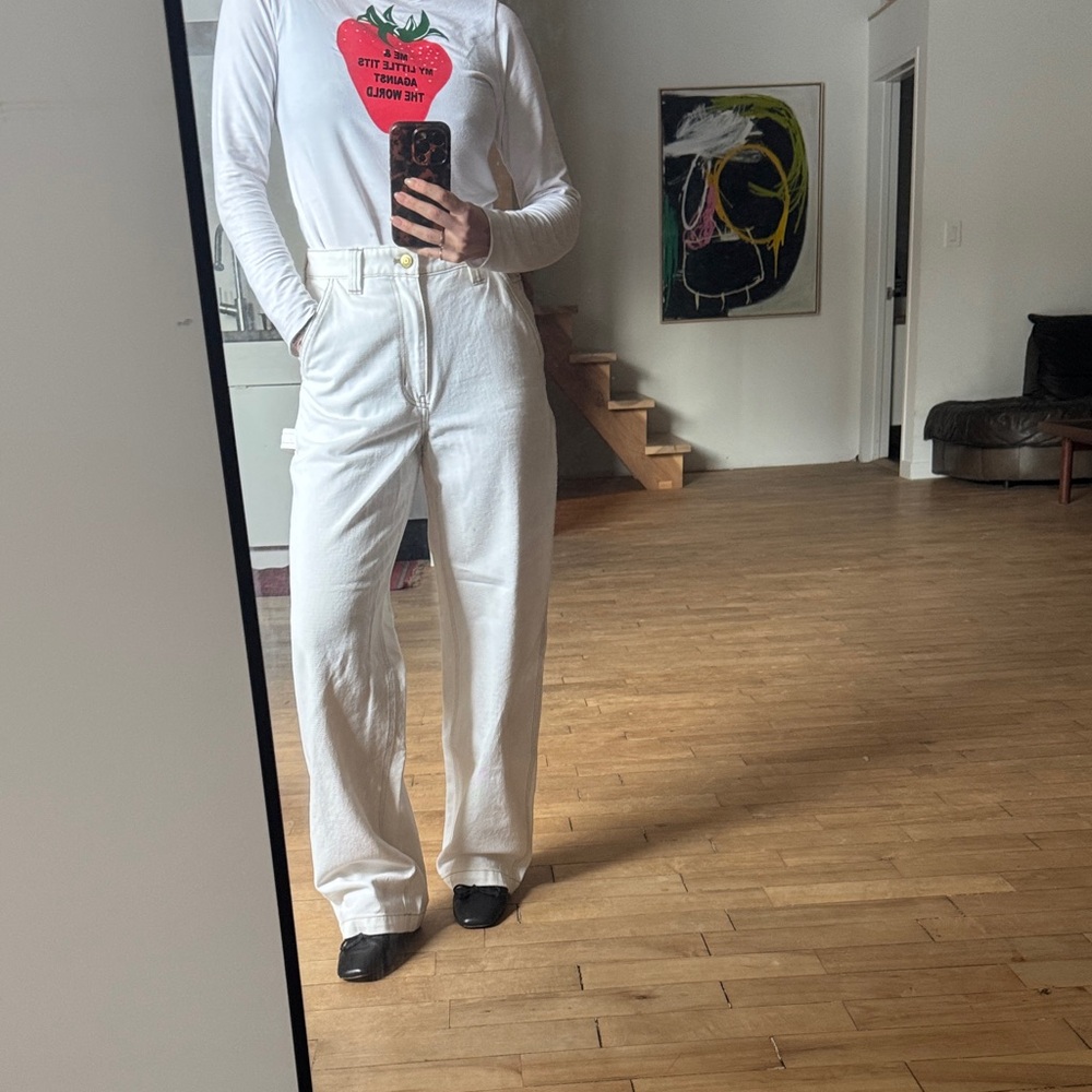 TNA women's Relaxed White Jeans